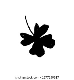 Clover icon. Grunge vector dry brush illustration.