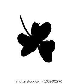 Clover icon. Grunge vector dry brush illustration.