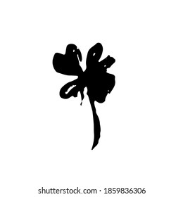 Clover icon. Grunge vector dry brush illustration.
