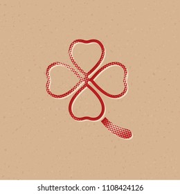 Clover icon in halftone style. Grunge background vector illustration.