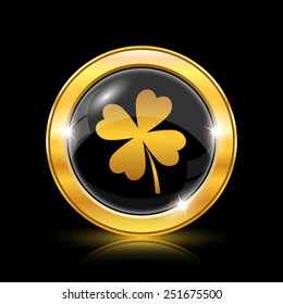 Clover icon. Internet button on black background. EPS10 vector 