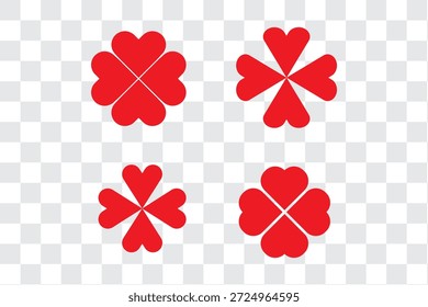 Logo-Design mit Clover-Symbol. Klee Zeichen und Symbol. vierblättriges Kleeblattsymbol.