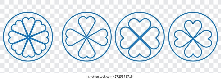 Logo-Design mit Clover-Symbol. Klee Zeichen und Symbol. vierblättriges Kleeblattsymbol.