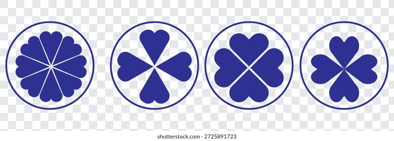 Logo-Design mit Clover-Symbol. Klee Zeichen und Symbol. vierblättriges Kleeblattsymbol.