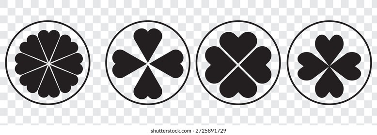 Logo-Design mit Clover-Symbol. Klee Zeichen und Symbol. vierblättriges Kleeblattsymbol.