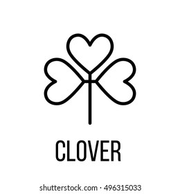 Clover icon or logo in modern line style. High quality black outline pictogram for web site design and mobile apps. Vector illustration on a white background. 