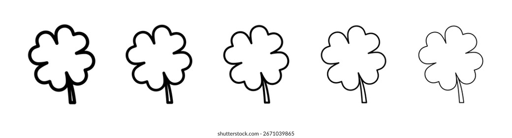 Logotipo de icono de trébol en líneas de trazo colección