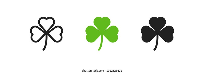 Clover icon. Luck leaf symbol. Shamrock shape illustration in vector flat style.