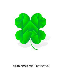 Clover icon, Patricks Day geometric symbol, graphic design template, four leaf, vector illustration