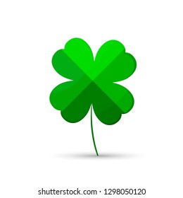 Clover icon, Patricks Day geometric symbol, graphic design template, four leaf, vector illustration