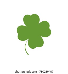 Clover icon, Patricks Day symbol, flat design template, four leaf, vector illustration