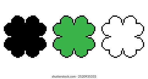 Diseño simple del arte del pixel del icono del trébol