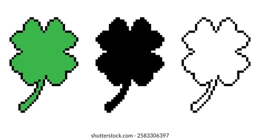 Clover icon pixel art style simple design