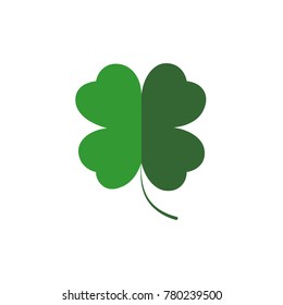 Clover icon, Saint Patricks Day symbol, flat design template, four leaf, vector illustration