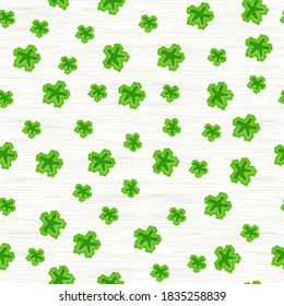 Clover icon seamless pattern. Green leaves vector. Hand drawn vector. Doodle plants. Modern scribble for wallpaper, backdrop, fabric, cover, textile, wrapping paper and gift. Nature background. 