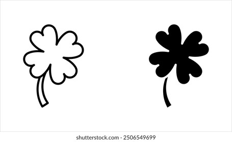 Clover icon set. Four leaf clover icon. for mobile concept and web site page and mobile app design, vector illustration on white background