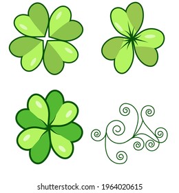 clover icon set with green color combination. Perfect for backgrounds, symbols, additional decorations, floral themes, etc.
