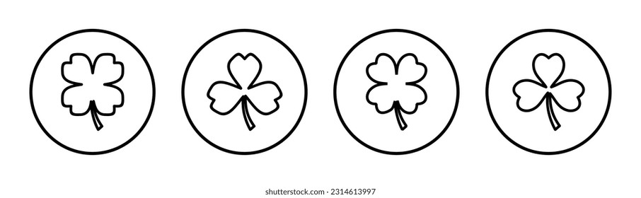 Clover icon set illustration. clover sign and symbol. four leaf clover icon.