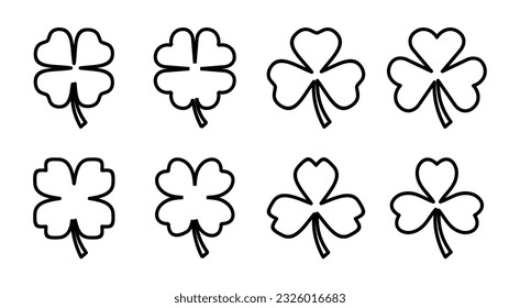 Clover icon set illustration. clover sign and symbol. four leaf clover icon.