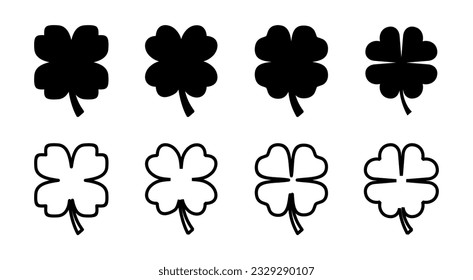 Clover icon set illustration. clover sign and symbol. four leaf clover icon.