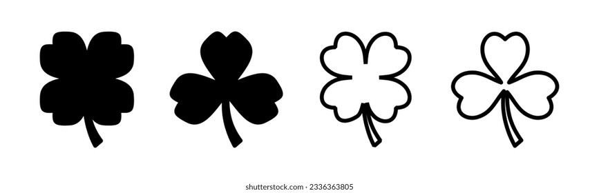 Clover icon set illustration. clover sign and symbol. four leaf clover icon.