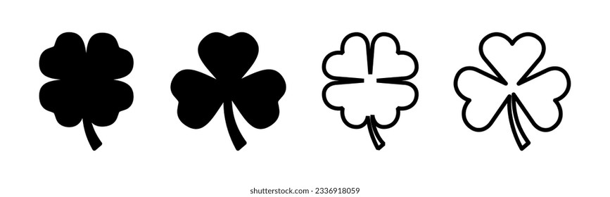 Clover icon set illustration. clover sign and symbol. four leaf clover icon.