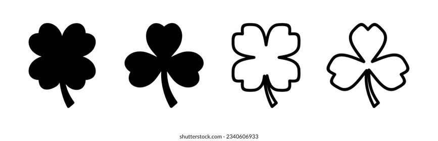 Clover icon set illustration. clover sign and symbol. four leaf clover icon.