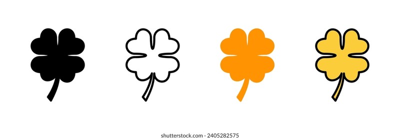 Clover icon set vector. clover sign and symbol. four leaf clover icon.