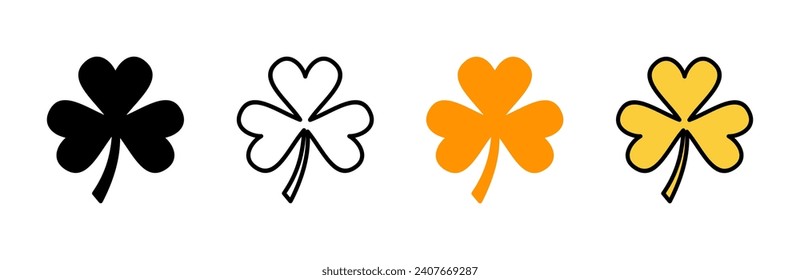 Vector de conjunto de iconos de enlace. símbolo y signo de tracción. icono de cuatro trébol hoja.