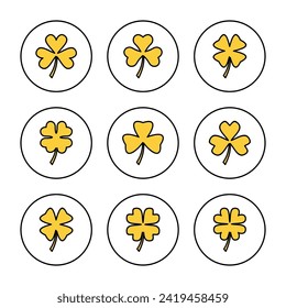 Clover icon set vector. clover sign and symbol. four leaf clover icon.