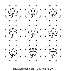 Clover icon set vector. clover sign and symbol. four leaf clover icon.