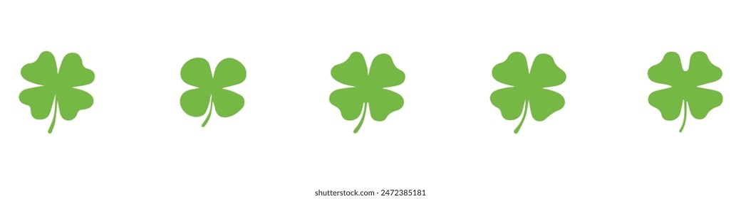 Clover Icon Set.Shamrock Icon Green. Shamrocks Icon. Leaf Clover. Irish Symbol. St Patrick's Day Logo. Luck Sign. Vector Illustration. Vector Graphic. EPS 10