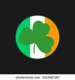 Clover icon, St Patricks Day symbol, isolated sticker design template, vector illustration