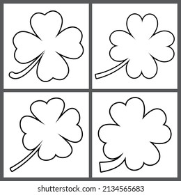 Clover icon, St Patricks Day symbol, outline design template, four leaf, vector illustration