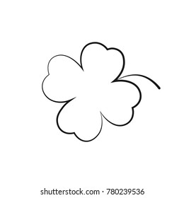 Clover Icon, St Patricks Day Symbol, Outline Design Template, Four Leaf, Vector Illustration