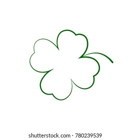 Clover icon, St Patricks Day symbol, outline design template, four leaf, vector illustration