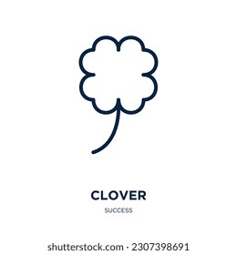 clover icon from success collection. Thin linear clover, nature, plant outline icon isolated on white background. Line vector clover sign, symbol for web and mobile