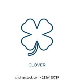 clover icon. Thin linear clover outline icon isolated on white background. Line vector clover sign, symbol for web and mobile