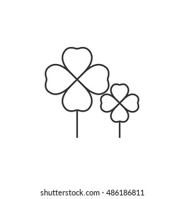 Clover icon in thin outline style. Nature plant green saint Patrick symbol