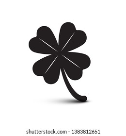 Clover Icon. Vector Four Leaves Plant. Luck Symbol Isolated on White Background.