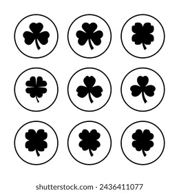 Ilustración vectorial de icono de trébol. símbolo de trébol. icono de trébol de cuatro hojas.