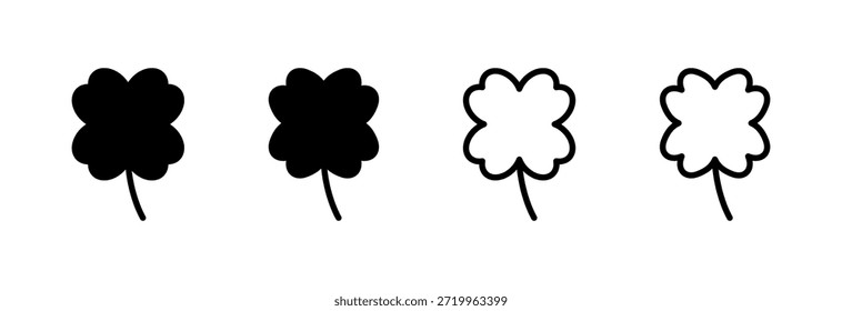 Icono de trébol. Ilustración vectorial de trébol. Icono de trébol de cuatro hojas.
