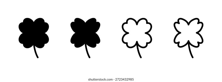 Icono de trébol. Ilustración vectorial de trébol. Icono de trébol de cuatro hojas.