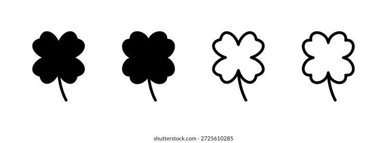 Icono de trébol. Ilustración vectorial de trébol. Icono de trébol de cuatro hojas.