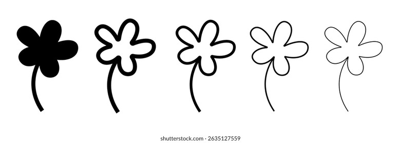 Clover icons in black outline, solid and colored style,eps10