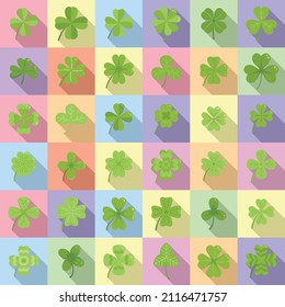 Clover icons set flat vector. Leaf celebration. Celtic nature