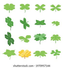 Clover icons set. Isometric set of clover vector icons for web design isolated on white background