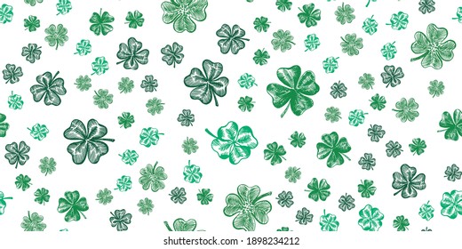 Clover icons set. Patrick's day. Hand drawn Vector  illustration.