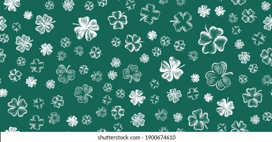 Clover icons set. Patrick's day.  Hand drawn illustration,Vector.	

