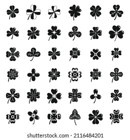 Clover icons set simple vector. Leaf celebration. Celtic nature